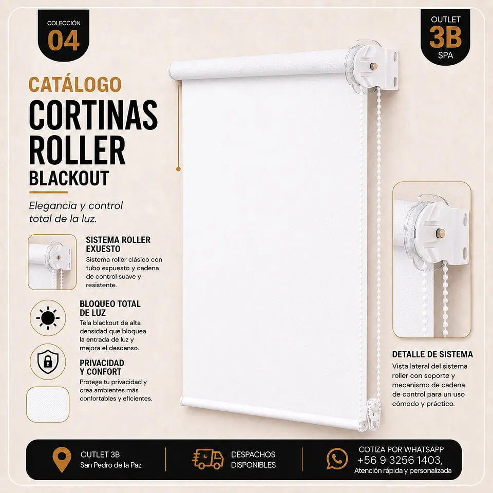 Cortina Roller Blackout Blanco 1