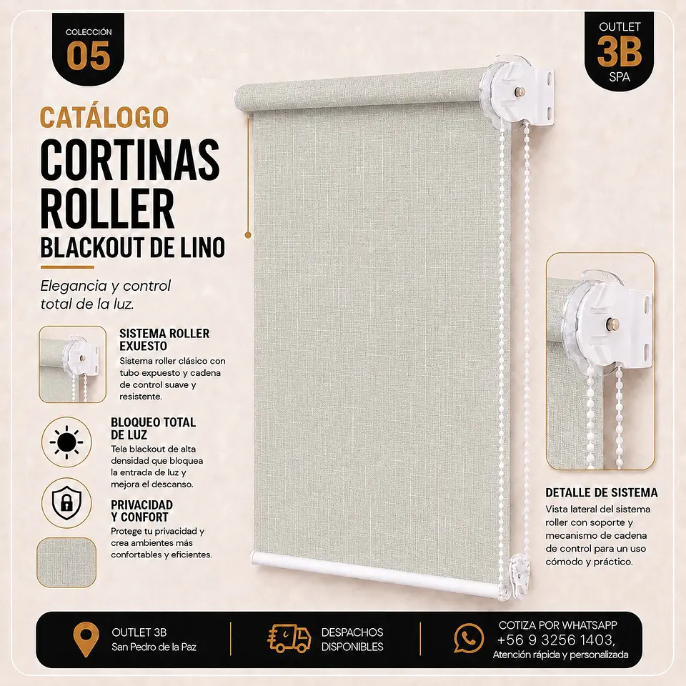 Cortina Roller Blackout Lino Kaki 1