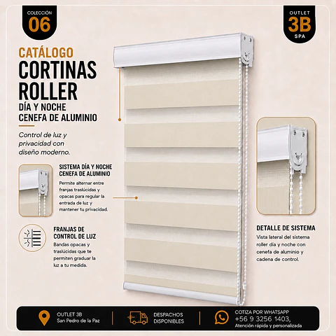 Cortina Roller Cenefa De Aluminio Beige