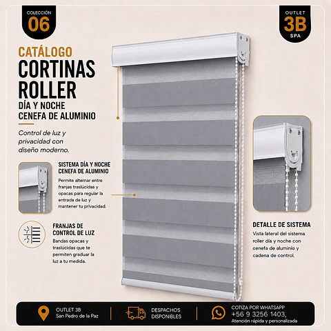 Cortina Roller Cenefa De Aluminio Gris