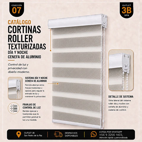 Cortina Roller Texturizada Gris Dia Y Noche