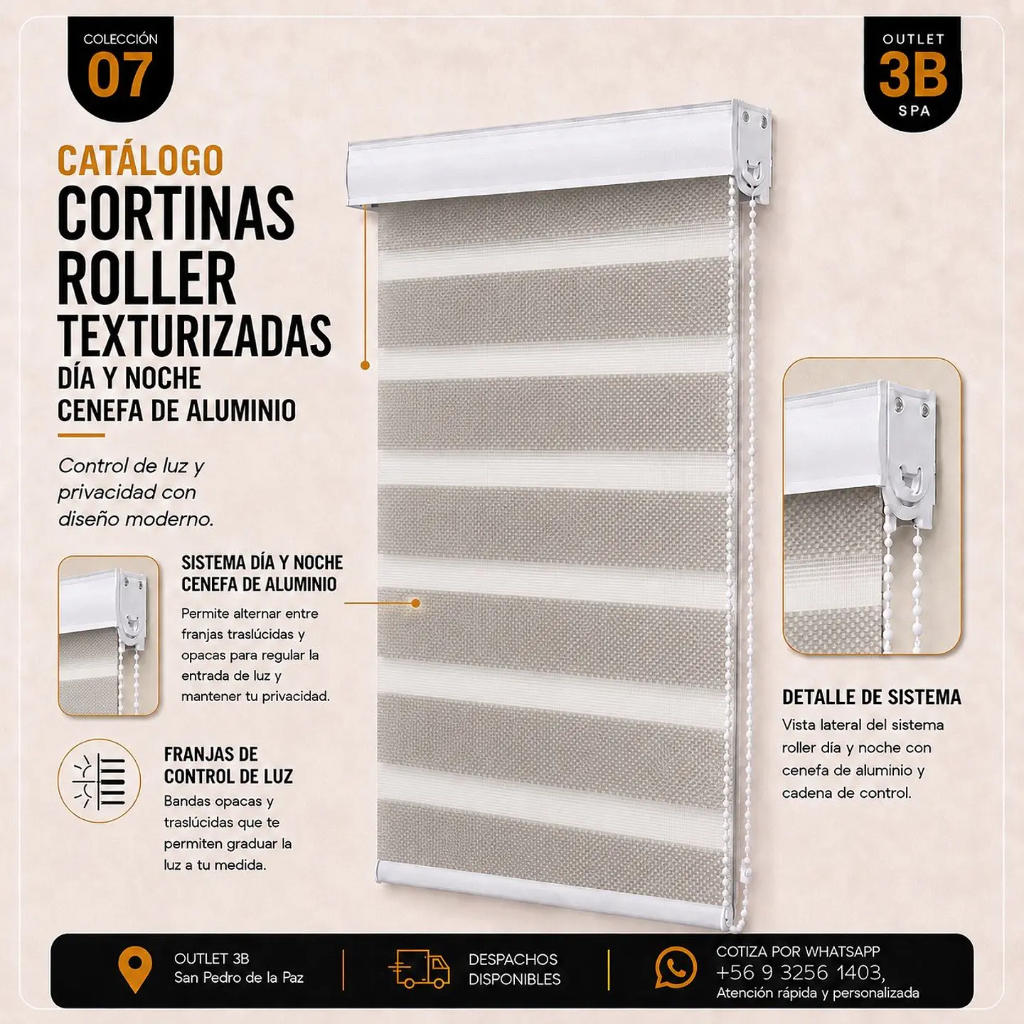 Cortina Roller Texturizada Gris Dia Y Noche 1