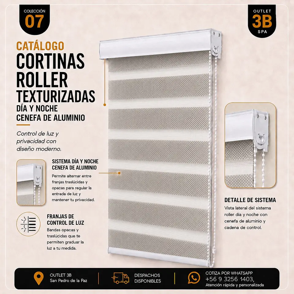 Cortina Roller Texturizada Gris Dia Y Noche 1