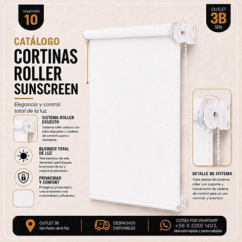 Cortina Roller Sunscreen Premium Blanco