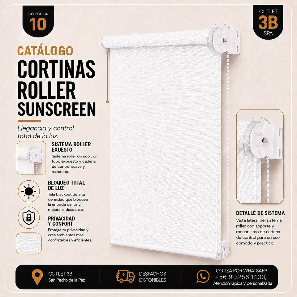 Cortina Roller Sunscreen Premium Blanco 1