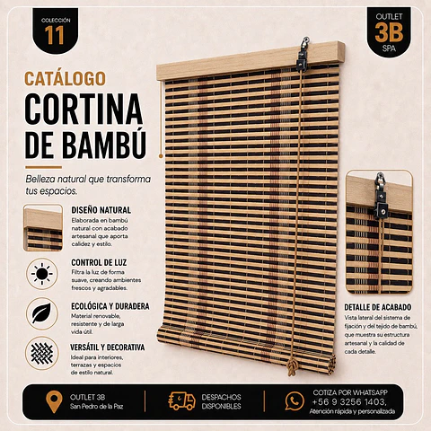 Cortina Roller Bambú Oscuro