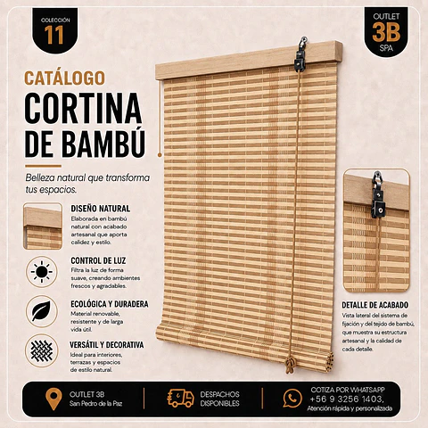 Cortina Roller Bambú Claro