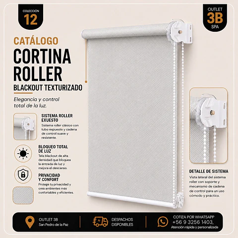 Cortina Roller Blackout Texturizada Blanco
