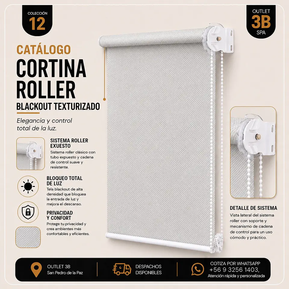 Cortina Roller Blackout Texturizada Blanco 1