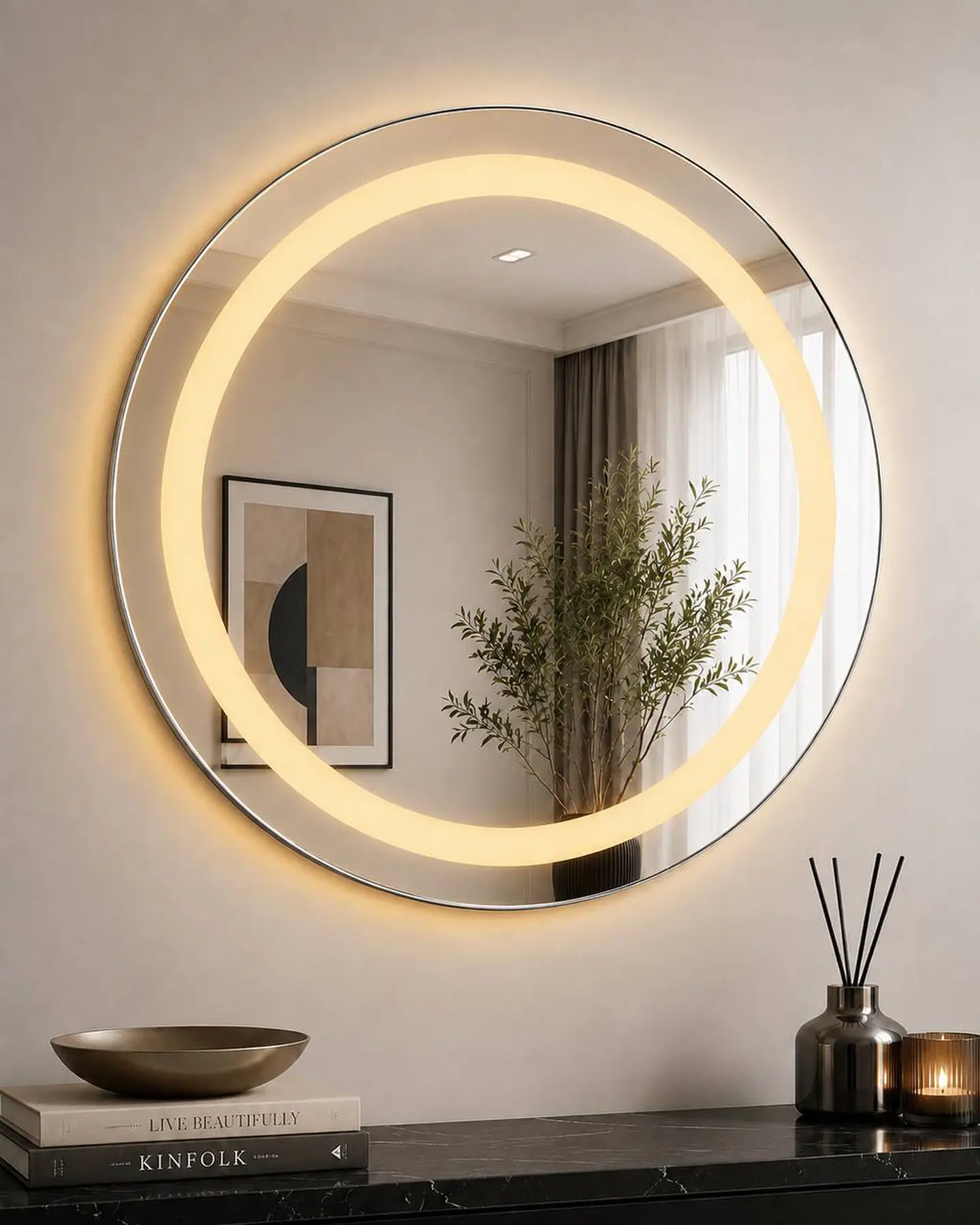 Espejo LED  Redondo de 60 cm Sin Marco EOB14 3