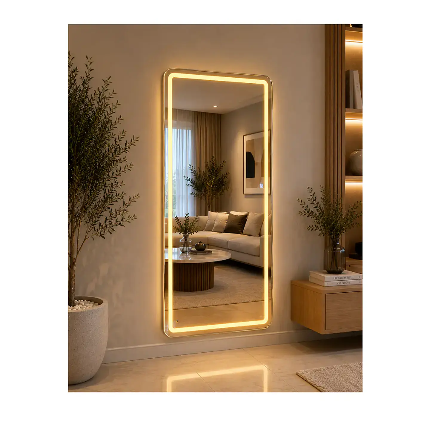 Espejo Cuerpo Entero De Pedestal Con Marco Silver 70x150 Cm 1