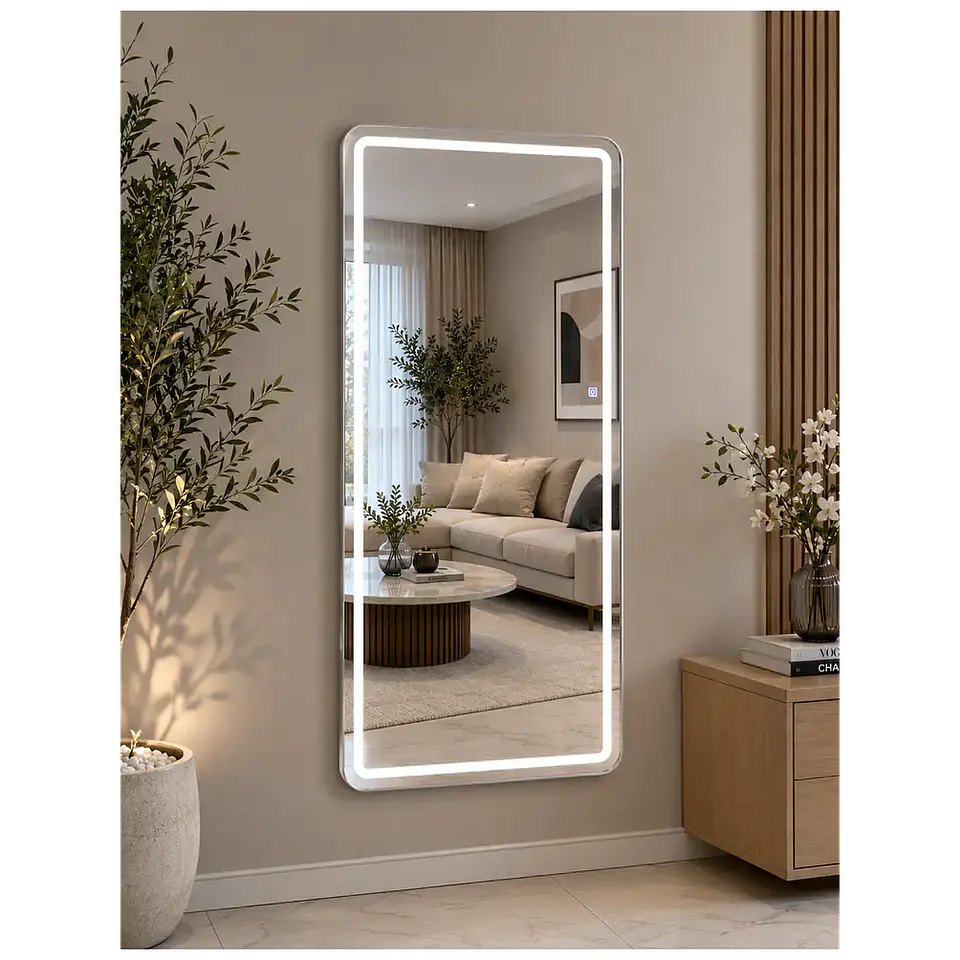 Espejo Cuerpo Entero De Pedestal Con Marco Silver 70x150 Cm 3