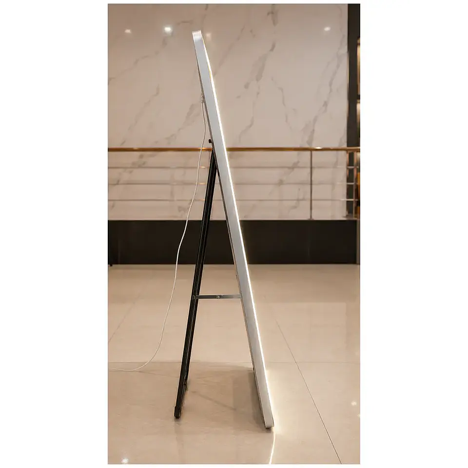 Espejo Cuerpo Entero De Pedestal Con Marco Silver 70x150 Cm 5