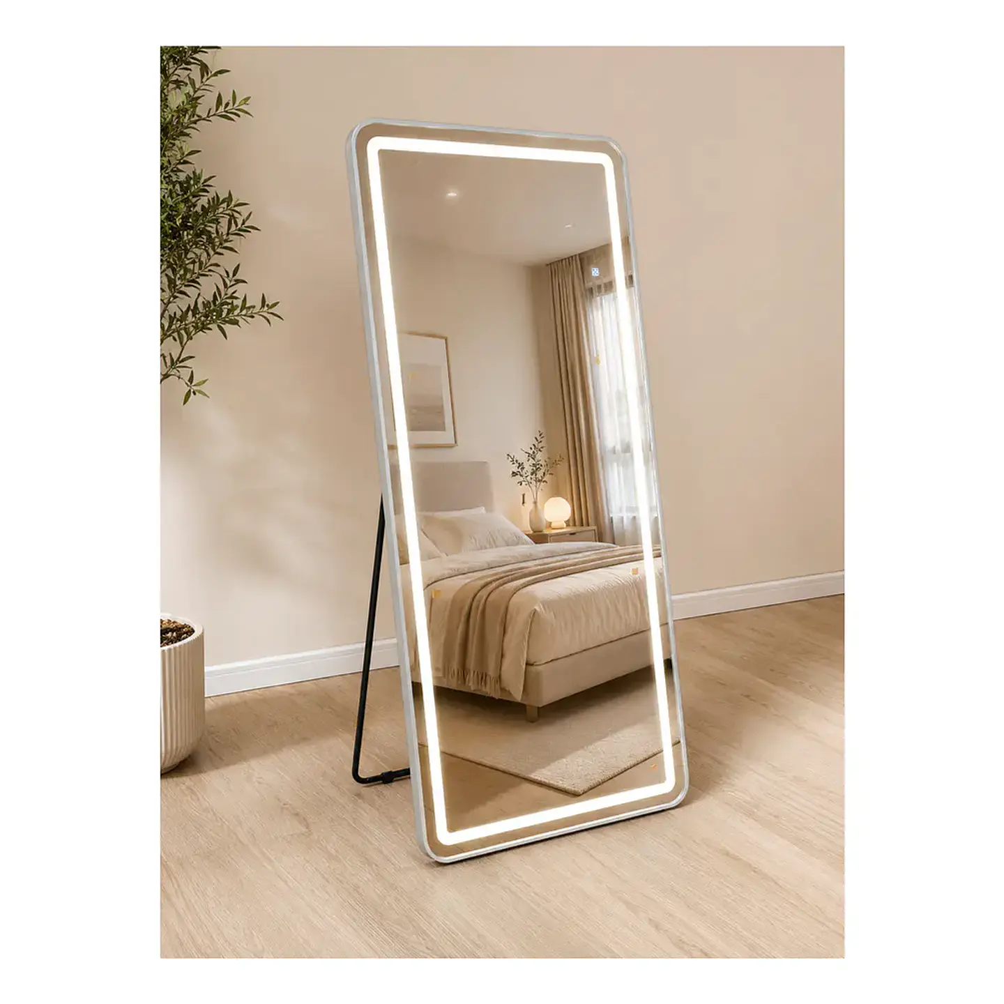 Espejo Cuerpo Entero De Pedestal Con Marco Silver 70x150 Cm 4