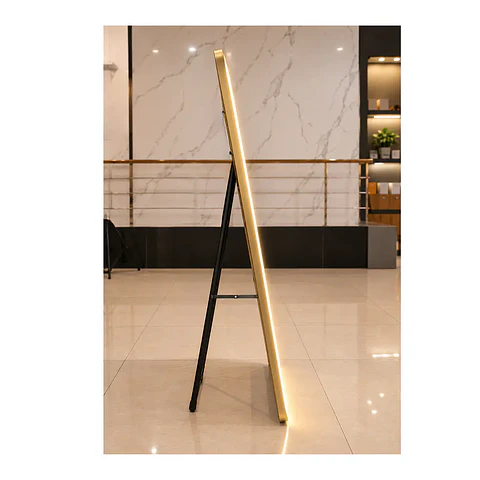Espejo Cuerpo Entero De Pedestal Con Marco Negro 70x150 Cm