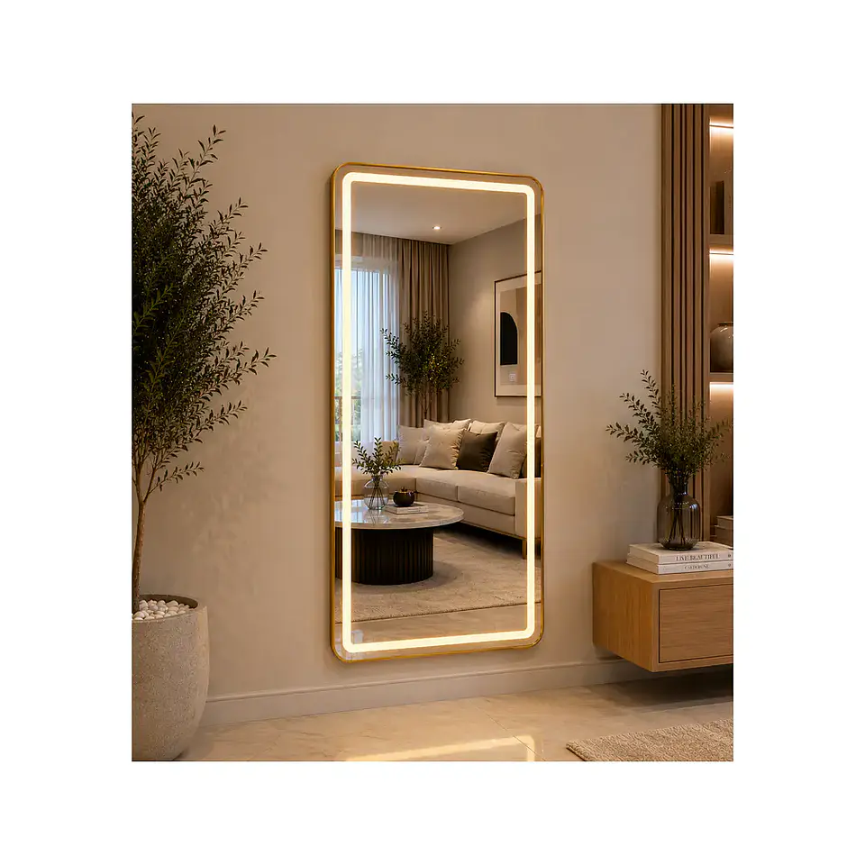 Espejo Cuerpo Entero De Pedestal Con Marco Negro 70x150 Cm 5