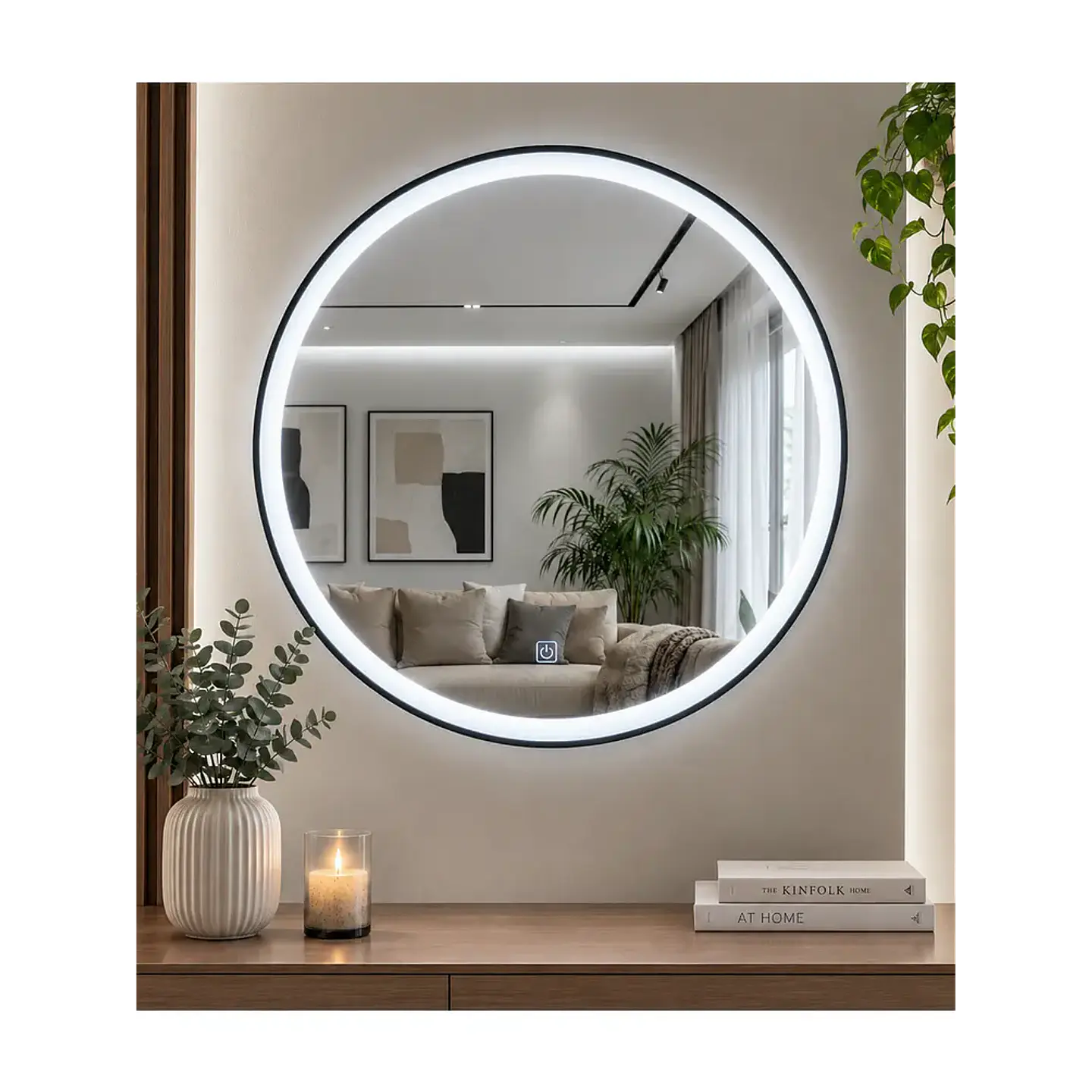Espejo LED Redondo Black 80 cm 1