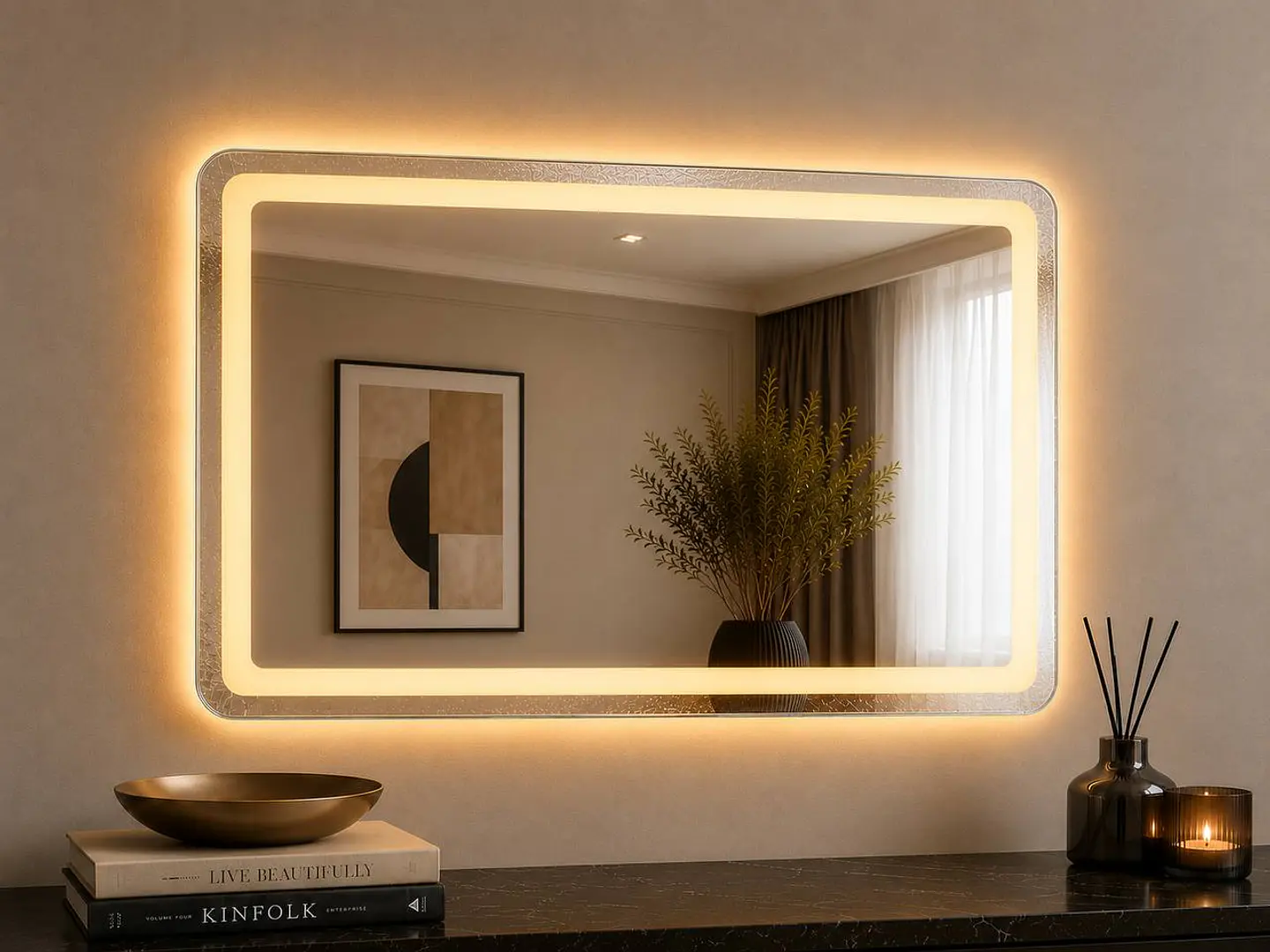Espejo LED Rectangular Sin Marco 80x60 cm 4