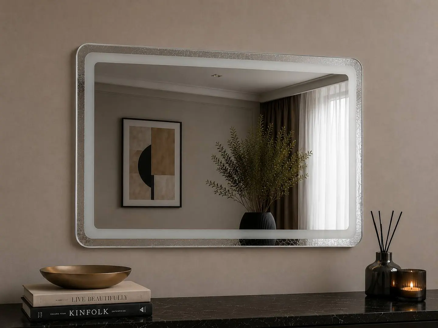 Espejo LED Rectangular Sin Marco 80x60 cm 1