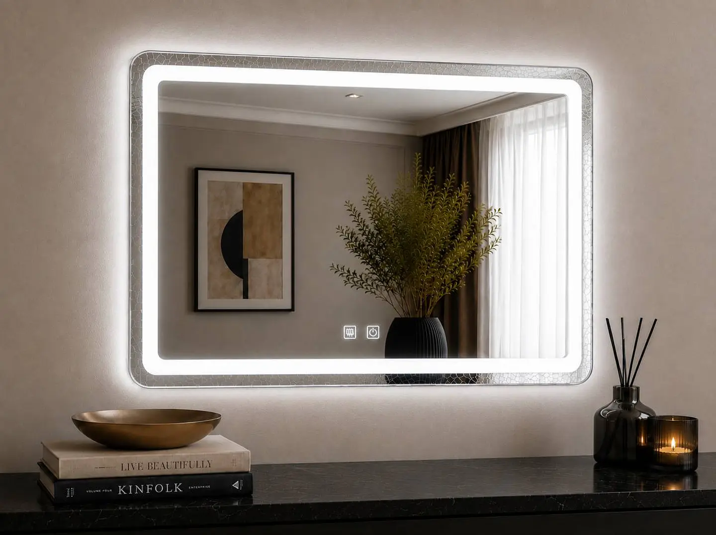 Espejo LED Para Baño Desempañante Sin Marco 80x60 cm 4