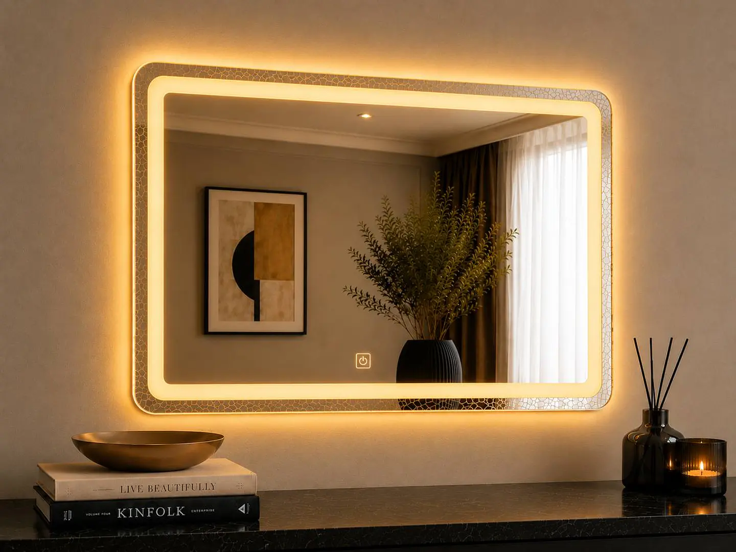 Espejo LED Rectangular Sin Marco 80x60 cm 2