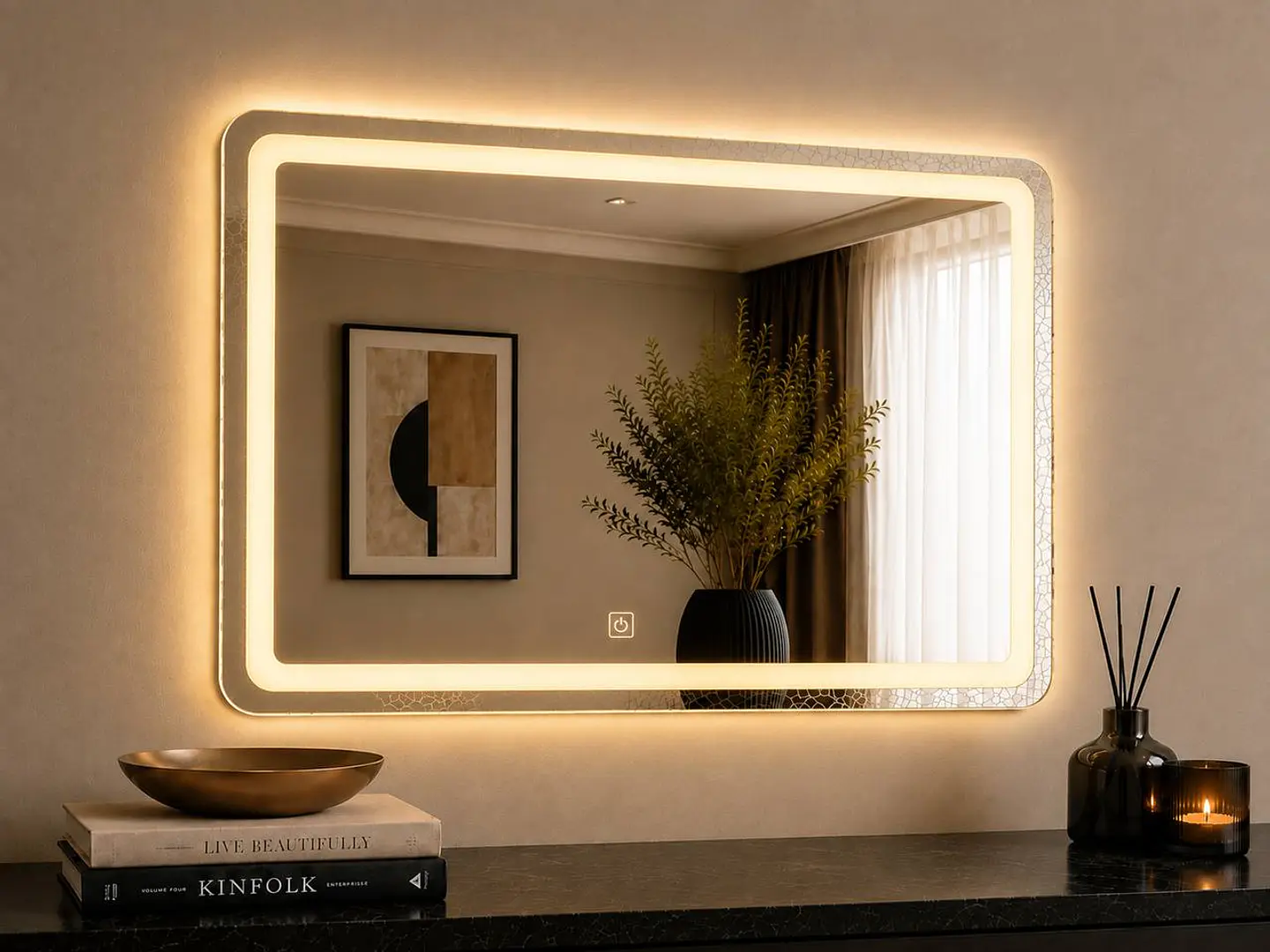 Espejo LED Rectangular Sin Marco 80x60 cm 3
