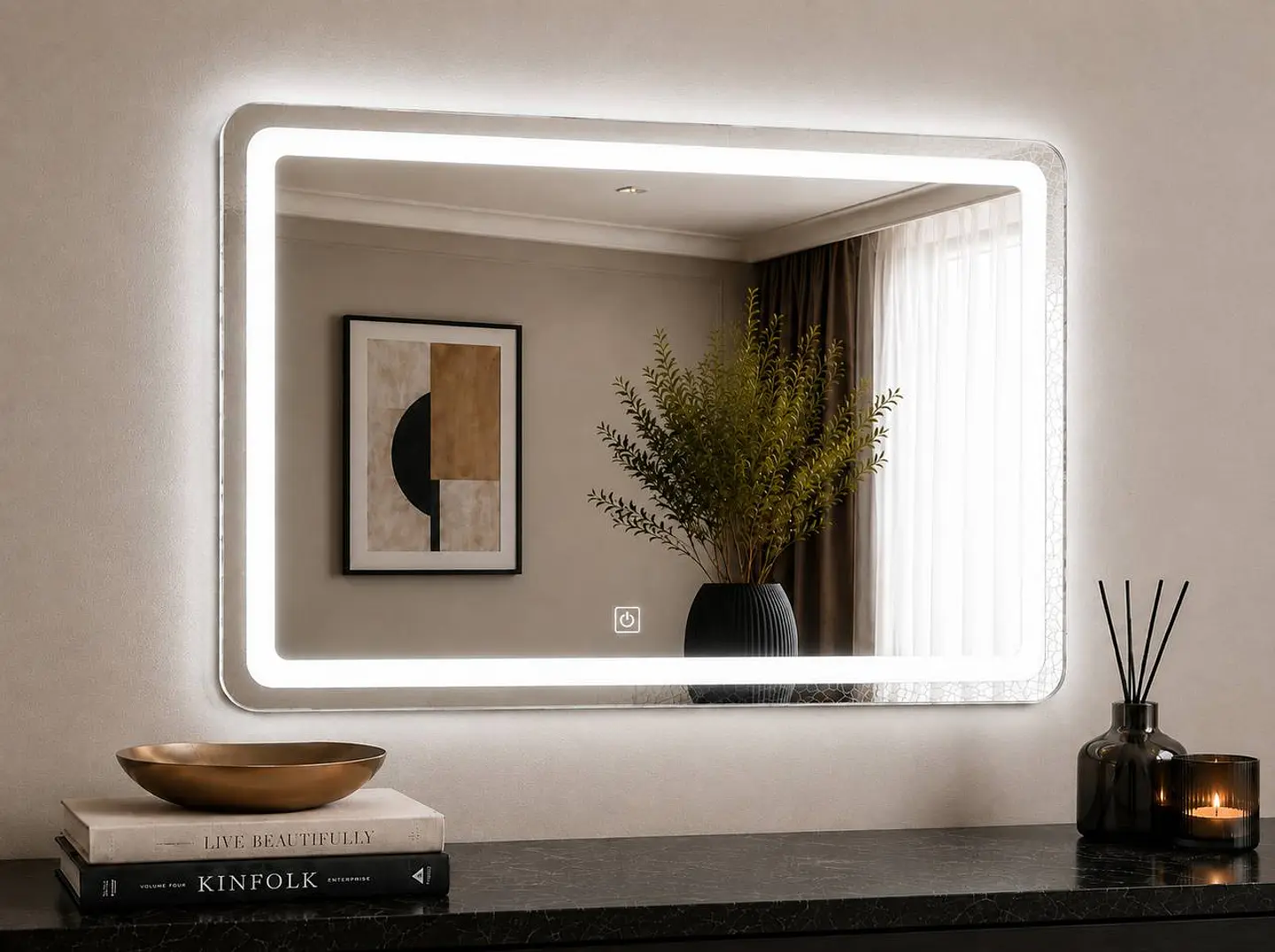 Espejo LED Rectangular Sin Marco 80x60 cm 4