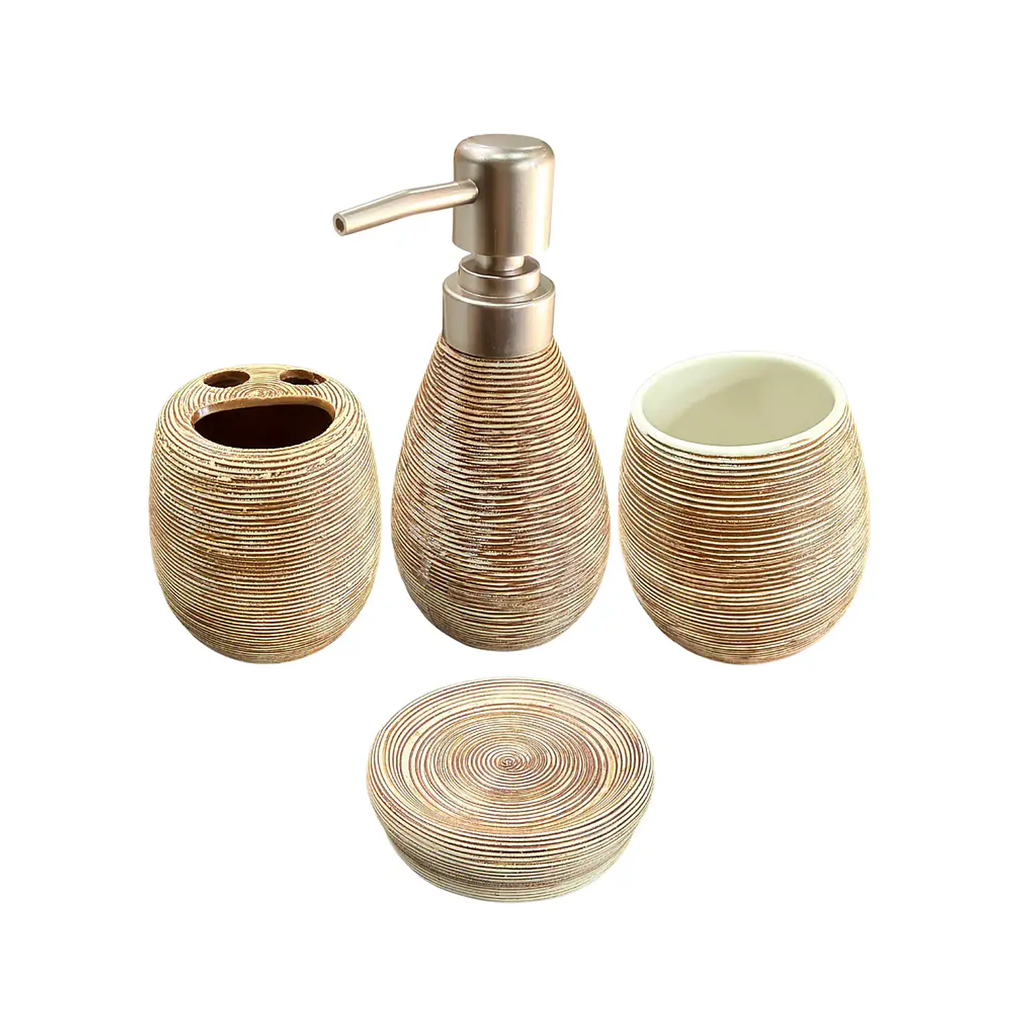 Set Accesorios De Baño 4 Piezas Cerámica Café 380ML 3
