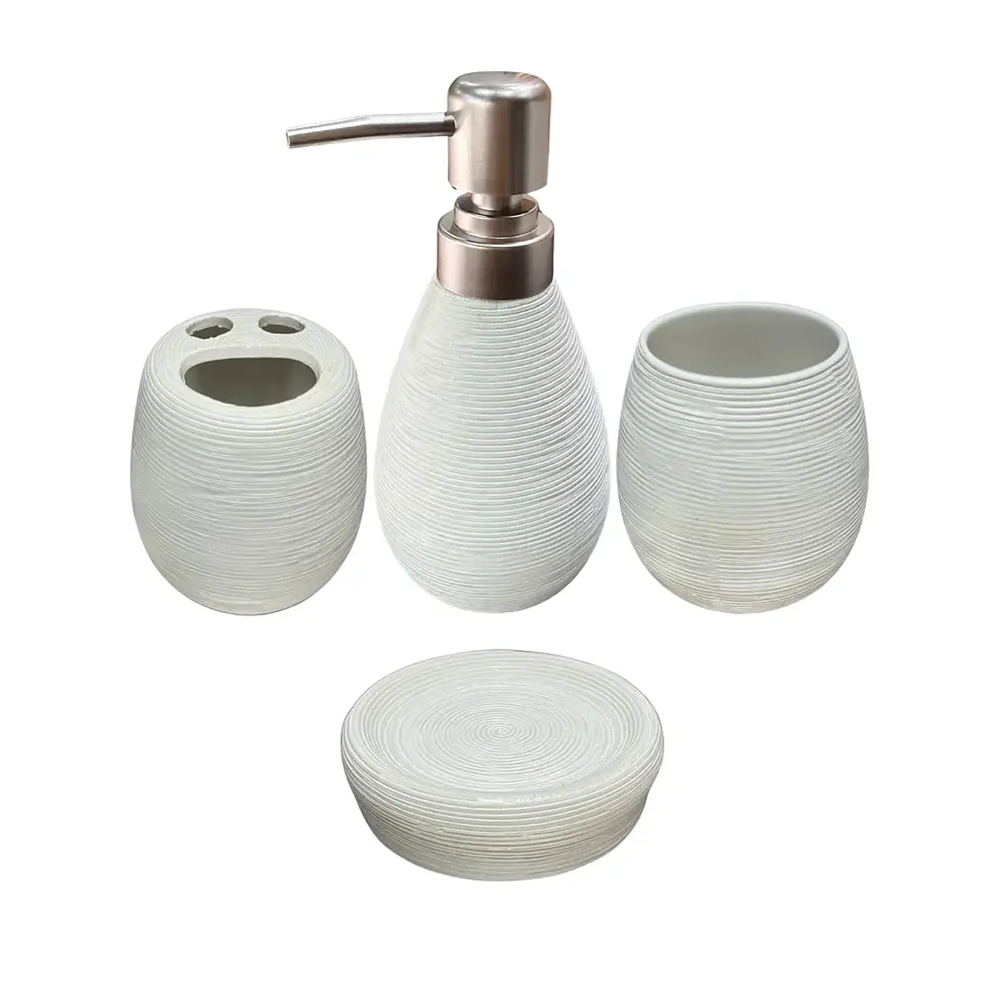 Set Accesorios De Baño 4 Piezas Cerámica Blanco 380ML 2