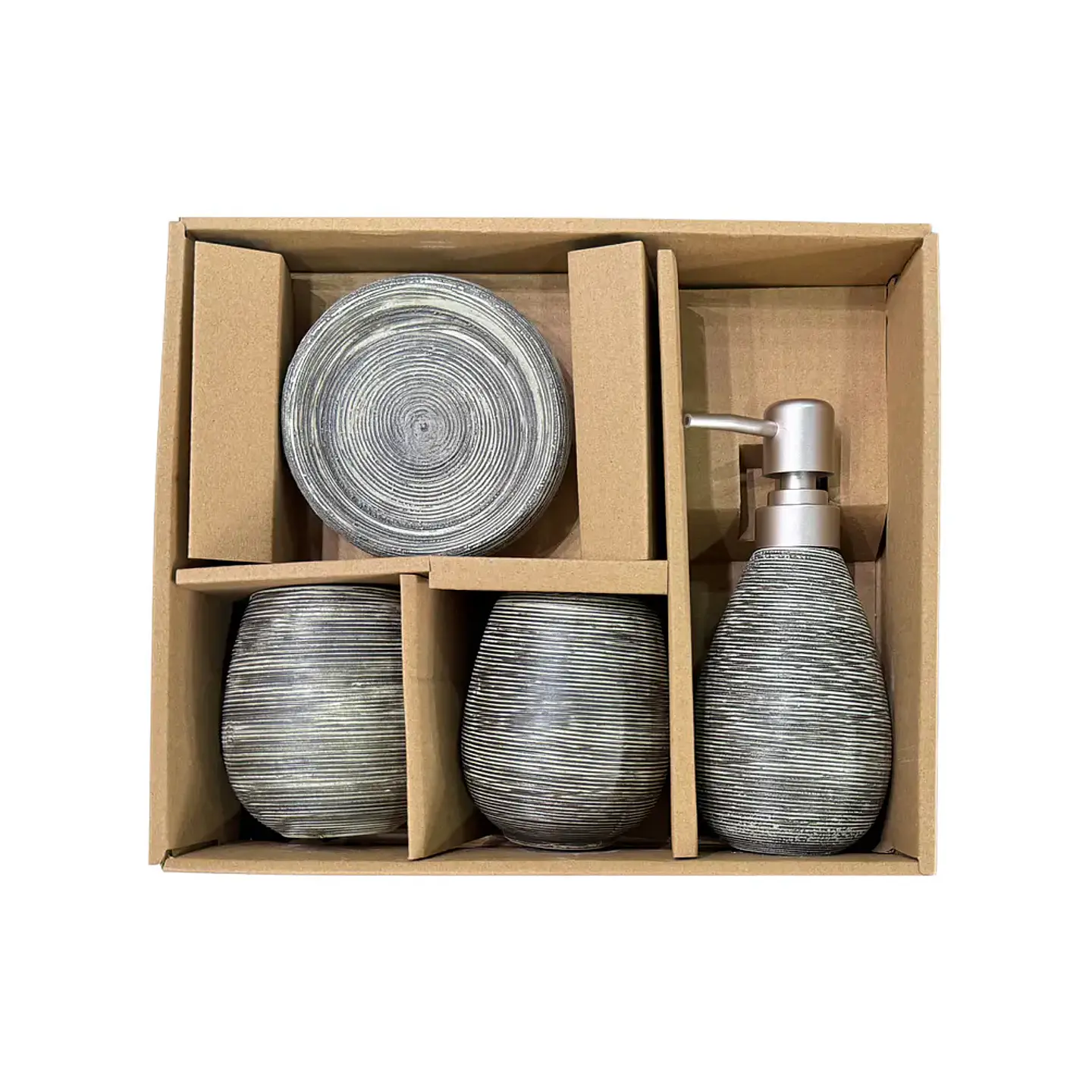 Set Accesorios De Baño 4 Piezas Cerámica Gris 380ML 3