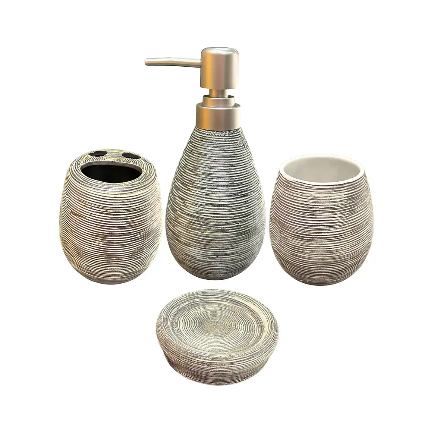 Set Accesorios De Baño 4 Piezas Cerámica Gris 380ML 2