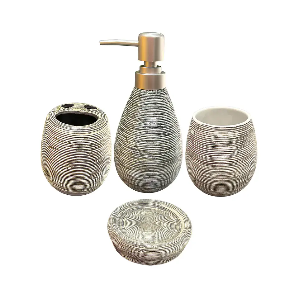 Set Accesorios De Baño 4 Piezas Cerámica Gris 380ML 2