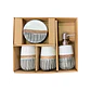 Set Accesorios de Baño 4 Piezas Cerámica Blanco y Negro Dispensador y Porta Cepillos - Miniatura 3