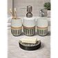 Set Accesorios de Baño 4 Piezas Cerámica Blanco y Negro Dispensador y Porta Cepillos - Miniatura 1