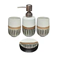 Set Accesorios de Baño 4 Piezas Cerámica Blanco y Negro Dispensador y Porta Cepillos - Miniatura 2