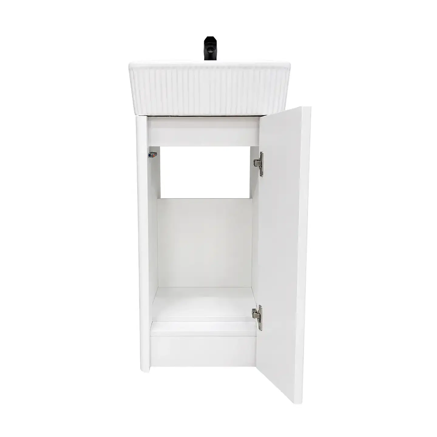 Vanitorio A Piso Completo Blanco 40 cm Con Espejo LED 4