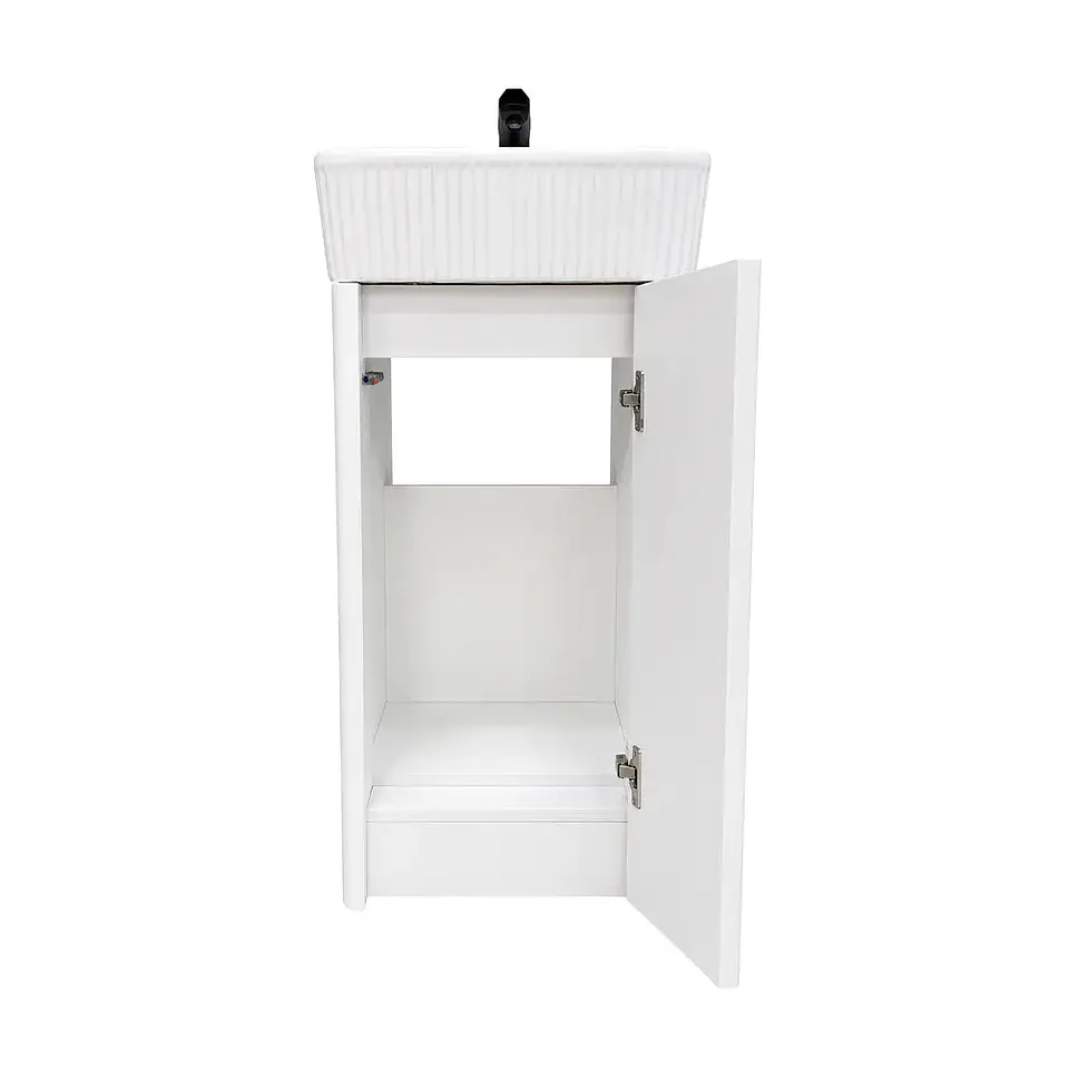 Vanitorio A Piso Completo Blanco 40 cm Con Espejo LED 4