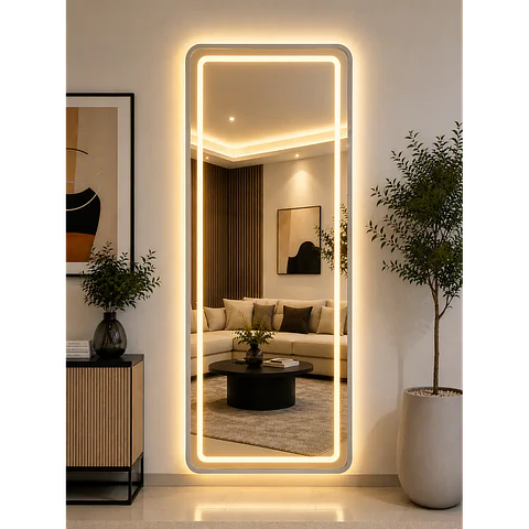 Espejo LED plateado de muro 70x180 cm | Instalación Vertical u Horizontal Con opcion a Pedestal