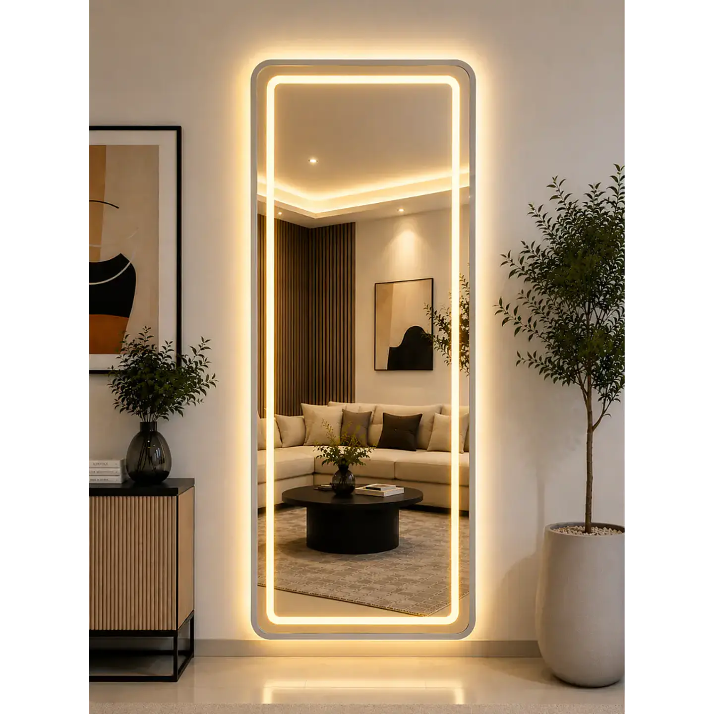 Espejo LED plateado de muro 70x180 cm | Instalación Vertical u Horizontal Con opcion a Pedestal 1