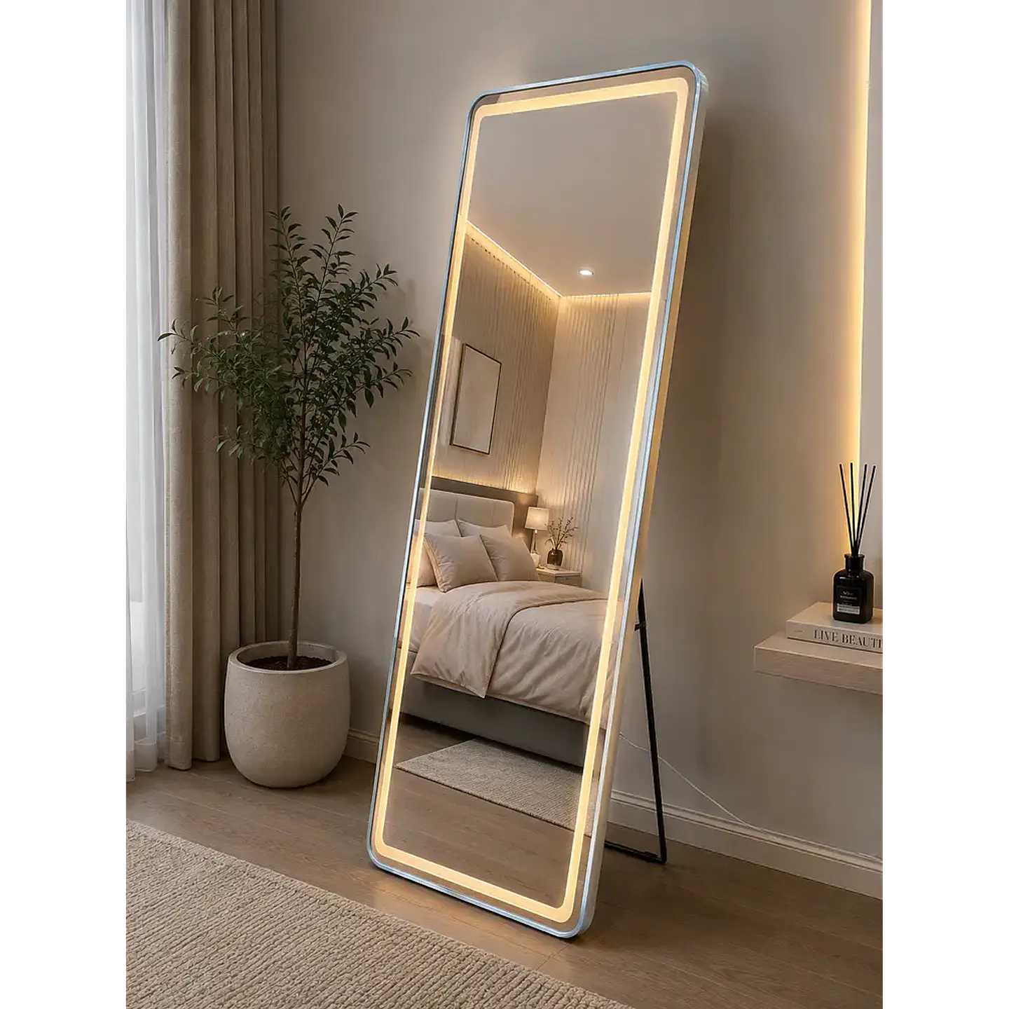 Espejo LED plateado de muro 70x180 cm | Instalación Vertical u Horizontal Con opcion a Pedestal 5