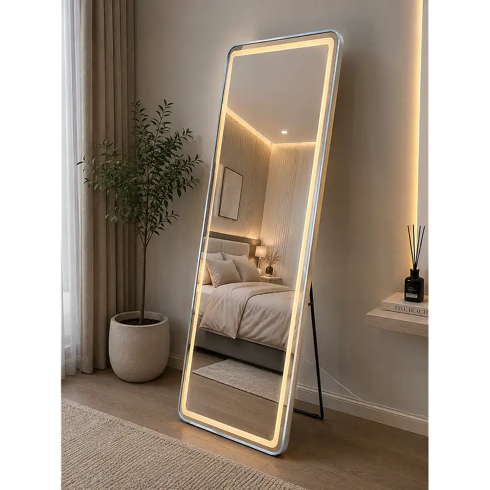 Espejo LED plateado de muro 70x180 cm | Instalación Vertical u Horizontal Con opcion a Pedestal 5