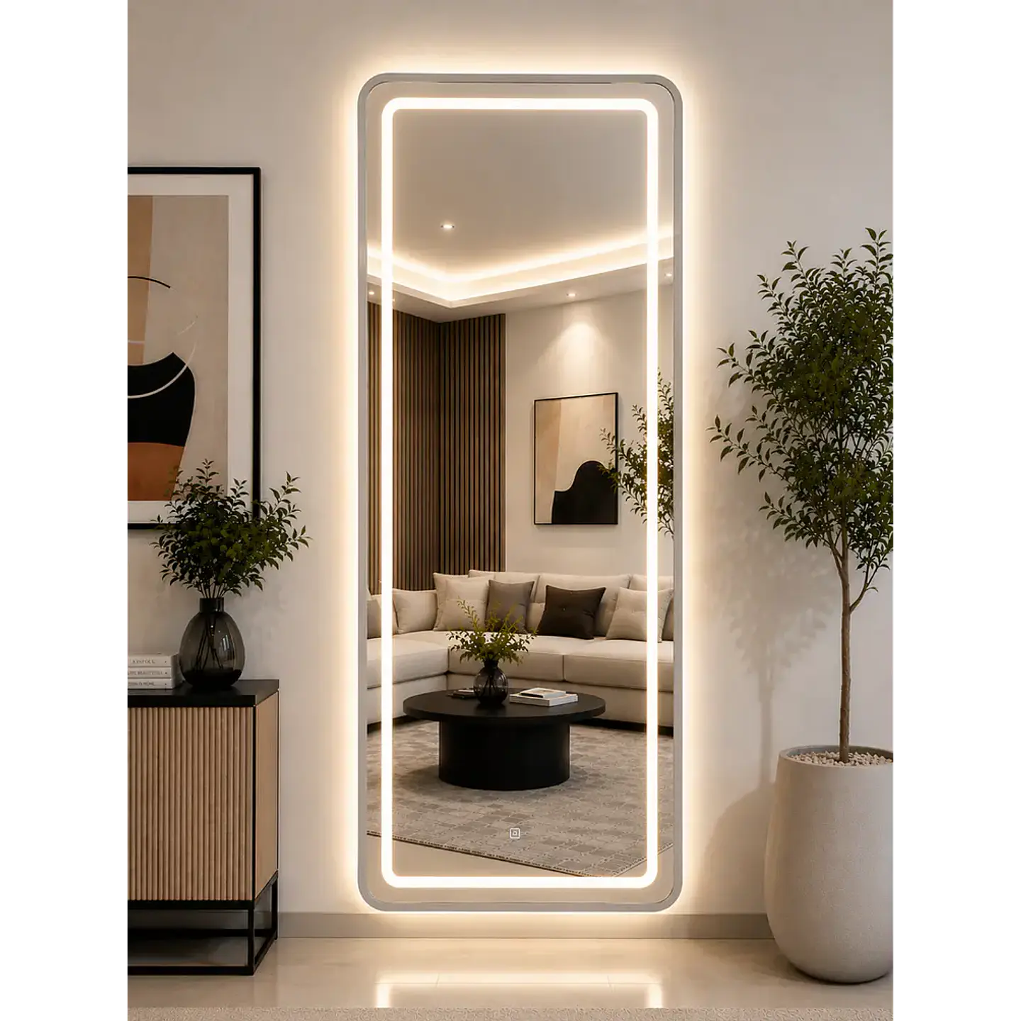 Espejo LED plateado de muro 70x180 cm | Instalación Vertical u Horizontal Con opcion a Pedestal 2