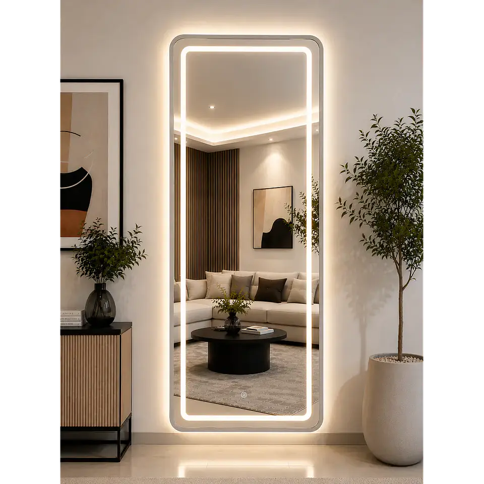 Espejo LED plateado de muro 70x180 cm | Instalación Vertical u Horizontal Con opcion a Pedestal 2