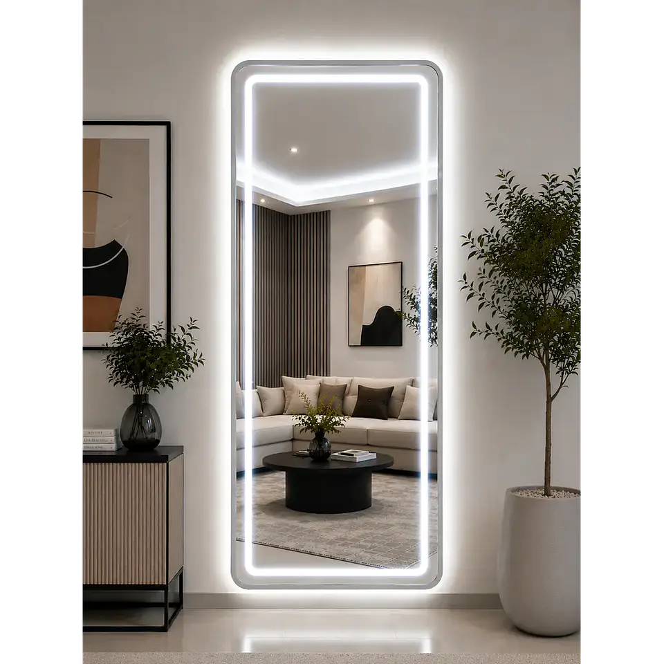 Espejo LED plateado de muro 70x180 cm | Instalación Vertical u Horizontal Con opcion a Pedestal 3