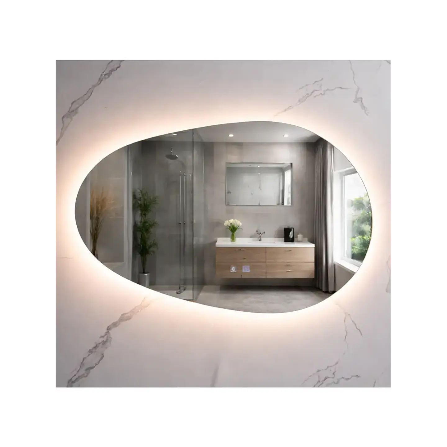 Espejo LED Para Baño Desempañante Sin Marco 90x60 cm 3