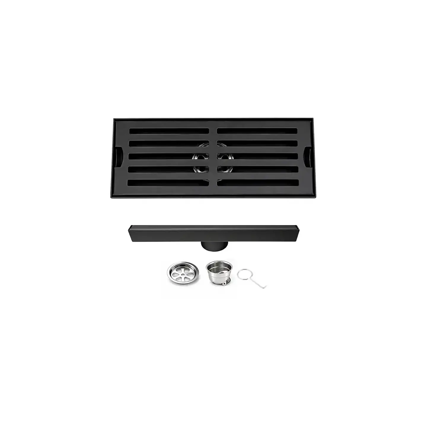 Rejilla de Desagüe Lineal para Ducha de Acero Inoxidable Negro Mate Premium 60cmx10cm 2