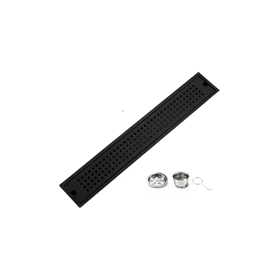 Rejilla de Desagüe Lineal para Ducha de Acero Inoxidable Negro Mate Premium 60cmx10cm 1