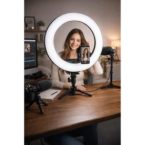 Aro de Luz LED Profesional 52 cm Con Trípode Ajustable