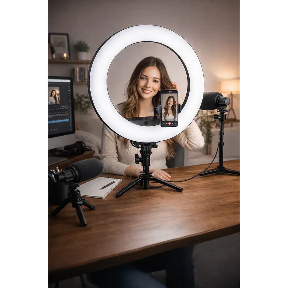 Aro de Luz LED Profesional 52 cm Con Trípode Ajustable 1