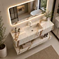 Vanitorio Flotante con Espejo LED | Lavamanos Integrado | Diseño Mármol Blanco - Miniatura 4